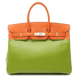 Hermès-Hermès Orange Tadelakt Birkin Retourne 35-Orange