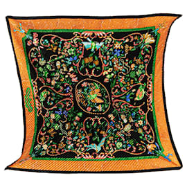 Hermès-Hermès Black Pierres D Orient Et D Occident Pleated Silk Scarf-Black