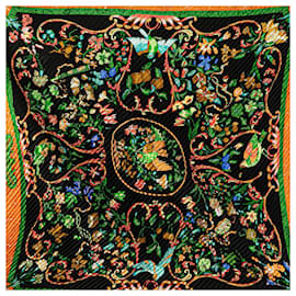 Hermès-Hermès Black Pierres D Orient Et D Occident Pleated Silk Scarf-Black