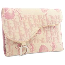 Dior-Dior Pink Oblique Canvas Cherry Blossom Girly Saddle Key Holder-Pink,White,Cream