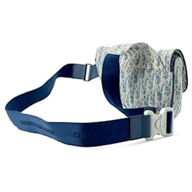 Dior-Dior Blue Kasuri Oblique Canvas Saddle Crossbody-Blue