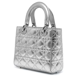 Dior-Dior Silver Small Metallic Grained Calfskin Cannage My ABCDior Lady Dior-Silvery