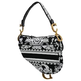 Dior-Dior Black Embroidered Canvas Ornamental Cornely Saddle Bag-Black