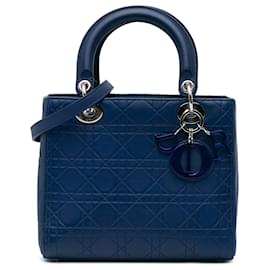 Dior-Dior Blue Medium Ultra Matte Calfskin Cannage Lady Dior-Blue