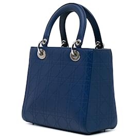 Dior-Dior Blue Medium Ultra Matte Calfskin Cannage Lady Dior-Blue