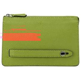 Fendi-Fendi Orange Leather Selleria Clutch-Orange