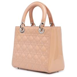 Dior-Dior Brown Medium Patent Cannage Lady Dior-Brown,Flesh