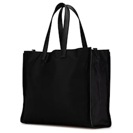 Fendi-Fendi Black Large Nylon Fendi Faces Tote-Black