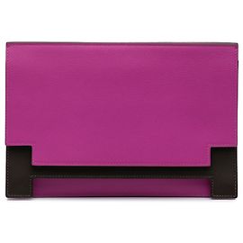 Clutch Multiplis Evercolor Evergrain Rosa Hermès Otro Marrón oscuro