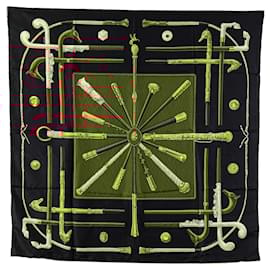 Hermès-Hermès Black Cannes et Pommeaux Silk Scarf-Other