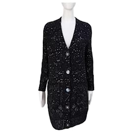 Chanel-7K$ New Paris / Cosmopolie Sequinned Cardi Coat-Black