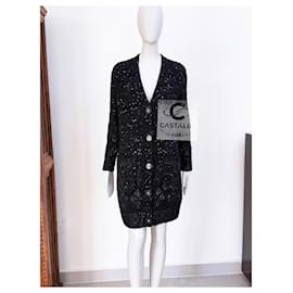 Chanel-7K$ New Paris / Cosmopolie Sequinned Cardi Coat-Black