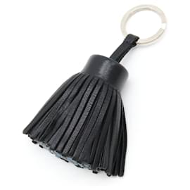Hermès-Hermes Carmen Key Ring Holder with Tassel Charm-Black,Light blue