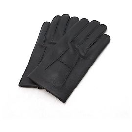 Luvas de couro de cervo H Stitch da Hermès Preto