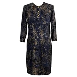 Chanel-New Paris / Byzance CC Buttons Patinated Dress-Navy blue