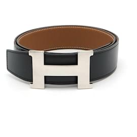Hermès-Hermes Constance H Reversible Leather Belt-Brown,Black