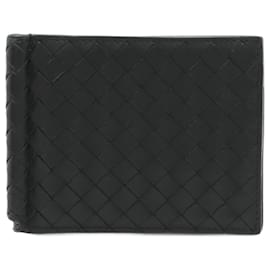 Bottega Veneta-Bottega Veneta Intrecciato Bi-fold Wallet with Money Clip-Black