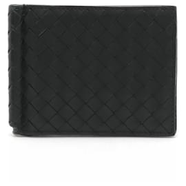 Bottega Veneta-Bottega Veneta Intrecciato Bi-fold Wallet with Money Clip-Black