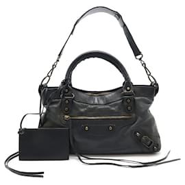 Balenciaga-Balenciaga Fast Handbag in Gray Leather-Brown