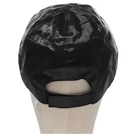 Chanel-CHANEL Sports Cap Coated Canvas L Black CC Auth bs22215-Black