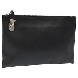 PRADA Clutch aus Safiano-Leder Schwarz Silber Auth bs22233 Schwarz Silber