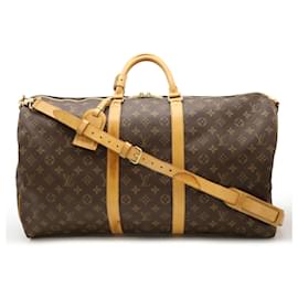 Louis Vuitton-Louis Vuitton Monogram Keepall Bandouliere 55 Boston Bag-Brown