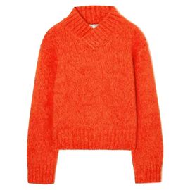 COS V-Ausschnitt Chunky-Pullover aus Alpaka-Wolle in Orange Größe S Orange