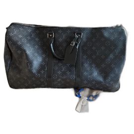 Louis Vuitton Keepall Eclipse 55 Reisetasche schwarz Leder Schwarz
