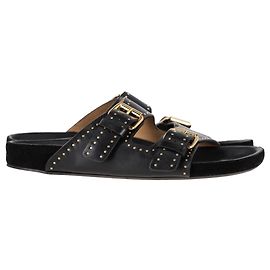 Sandálias Lennyo com studs da Isabel Marant em couro preto Preto