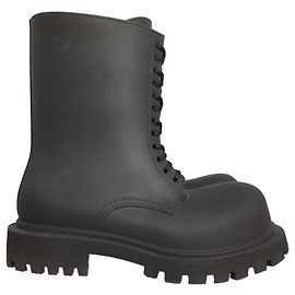 Balenciaga Steroid Lace Up Boots in Black Rubber Black