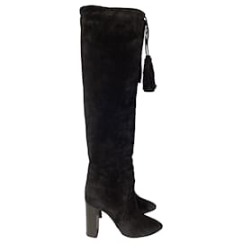 Saint Laurent-Saint Laurent Meurice 105 Knee Boots in Black Suede-Black