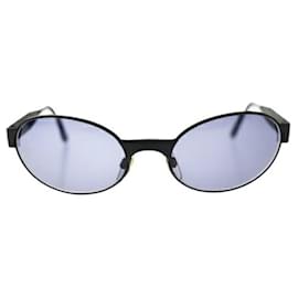 Chanel-Chanel Black Gold CC Logo Oval Sunglasses 06925-Black,Golden