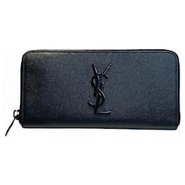 Yves Saint Laurent-Yves Saint Laurent Black Long Wallet for Men-Black