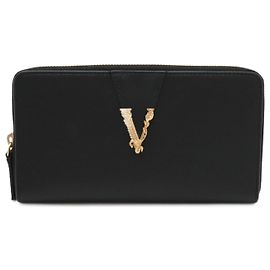 Versace Virtus Round Long Wallet Black
