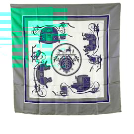 Hermès-Hermès Green Ex Libris Silk Scarf-Green