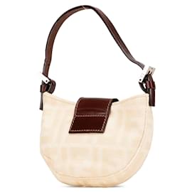 Fendi-Fendi Brown Mini Zucca Canvas Croissant Handbag-Brown,Other,Dark brown