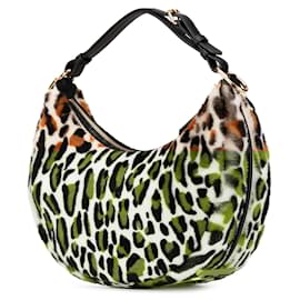 Fendi-Fendi Brown Small Leopard Print Pony Hair Fendigraphy Hobo-Brown