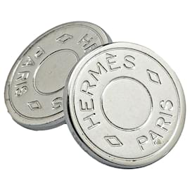 Hermès-Hermès Silver Palladium Plated Selle Bijouterie Fantaisie Cufflinks-Silvery