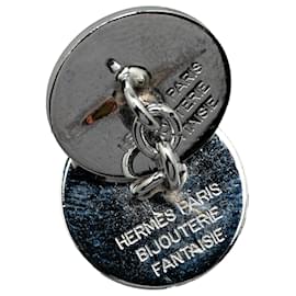 Hermès-Hermès Silver Palladium Plated Selle Bijouterie Fantaisie Cufflinks-Silvery