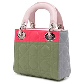 Dior-Dior Pink Mini Tricolor Lambskin Cannage Lady Dior-Pink