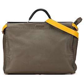 Fendi-Fendi Brown Large Selleria Peekaboo Iconic Satchel-Brown,Taupe