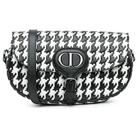 Dior-Dior Black Embossed Calfskin Houndstooth Bobby East West Crossbody-Black,Other