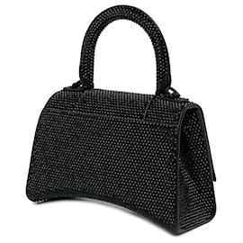 Balenciaga-Balenciaga Black XS Rhinestone Hourglass Satchel-Black