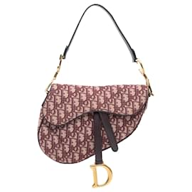 Dior-Dior Red Oblique Canvas Saddle Bag-Red