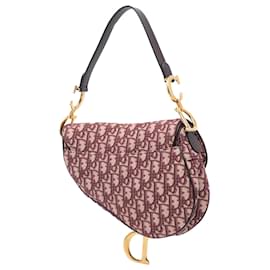 Dior-Dior Red Oblique Canvas Saddle Bag-Red