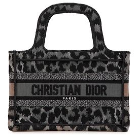 Dior Gray Mizza Mini Bolsa de Lona Bordada Leopardo Marrom Cinza antracite
