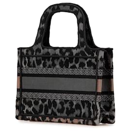 Dior-Dior Gray Mizza Mini Embroidered Canvas Leopard Book Tote-Brown,Dark grey