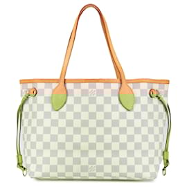 Louis Vuitton-Louis Vuitton White Damier Azur Neverfull PM-White