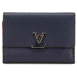 Louis Vuitton-Louis Vuitton Blue Taurillon Capucines Compact Wallet-Blue,Navy blue