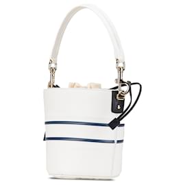 Dior-Dior White Small Leather Vibe Drawstring Bucket-White